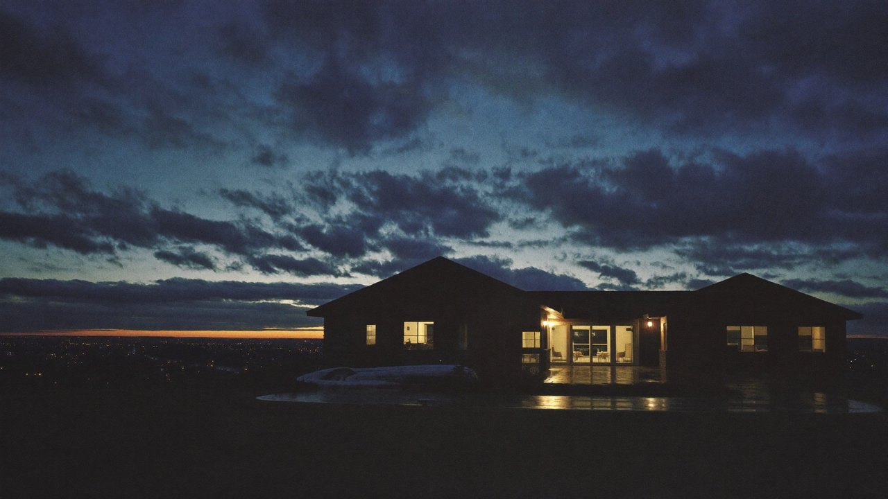 Suburban home exterior at blue hour