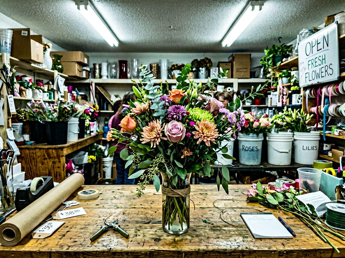 Before floral enhancement — shop snapshot